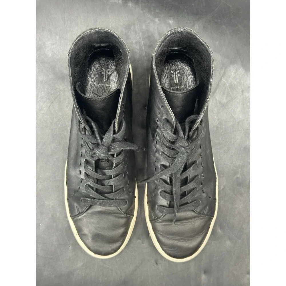 Frye Lena Hiker Black Leather High Top Sneakers Ankle Women's Sz‎ 8M (3470390)